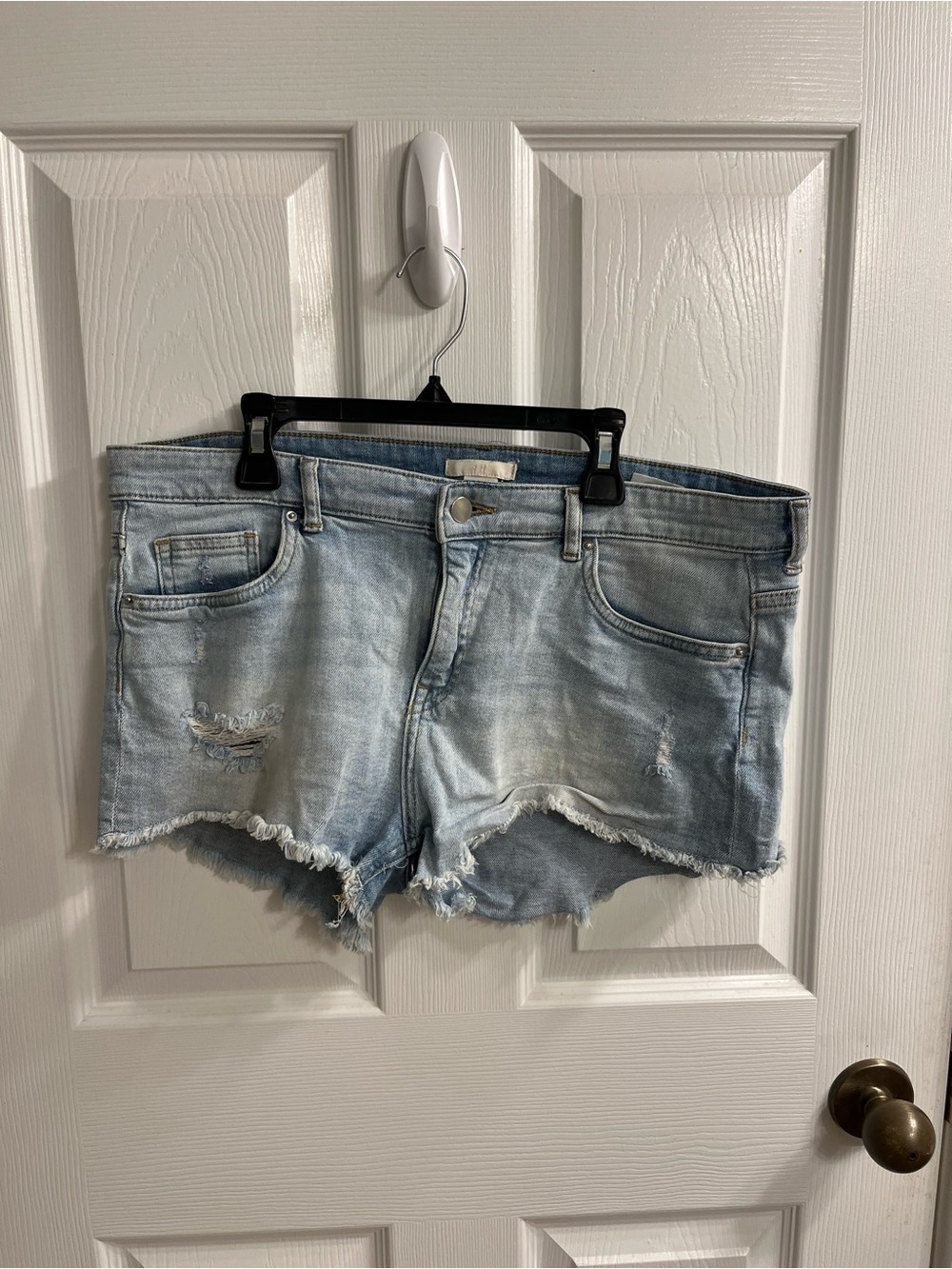 H&M Light Blue Distressed Denim Cutoff Shorts